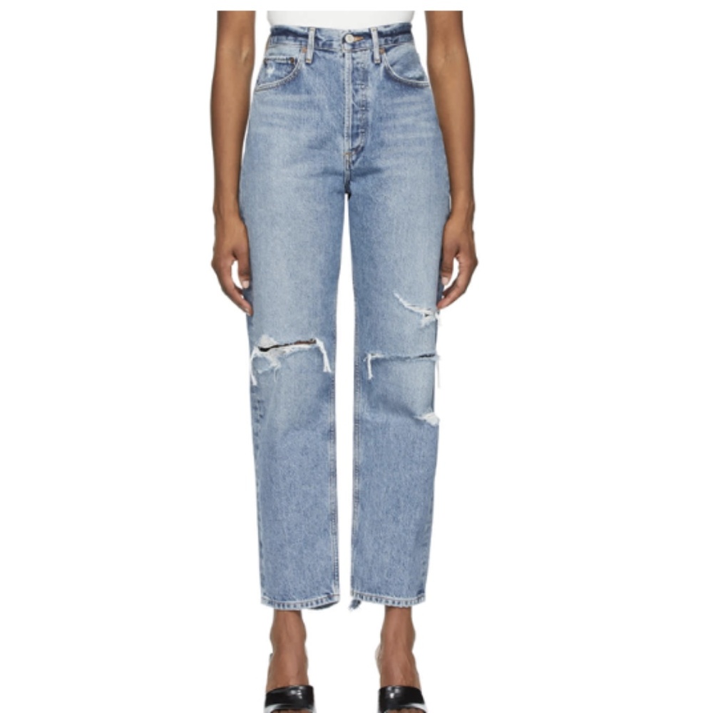 AGOLDE Blue Distressed '90s Mid-Rise Loose Fit Jeans